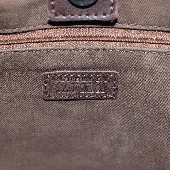 BURBERRY Blue Label Shoulder Bag Suede Brown Silver Auth...